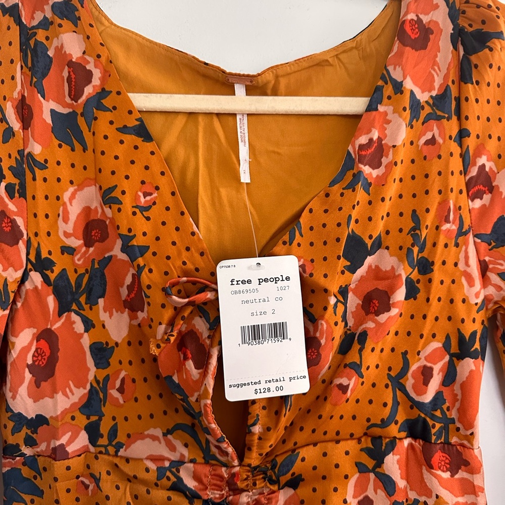 FREE PEOPLE YELLOW LONG SLEEVE MINI DRESS - Picture 6 of 7